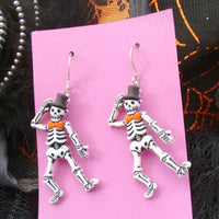 Thumbnail for Halloween earrings, skeleton earrings, Halloween jewelry, day of the dead, skull earrings, goth jewelry, Halloween costume, teacher jewelry