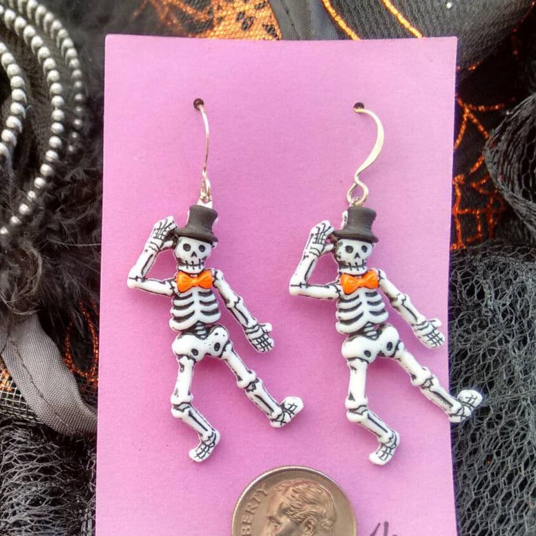 Halloween earrings, skeleton earrings, Halloween jewelry, day of the dead, skull earrings, goth jewelry, Halloween costume, teacher jewelry