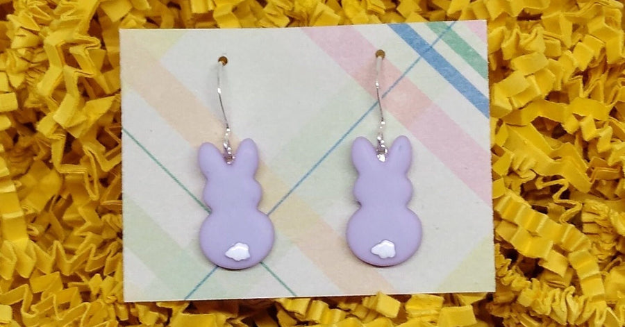 easter bunny earrings, Easter gifts, marshmallow bunnies, cute earrings, basket stuffers, bunny rabbits, gift for wife, gift for daughter