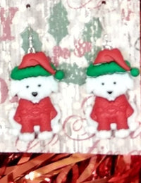 Thumbnail for santa dog earrings, christmas earrings, dog earrings, santa earrings, santas sled, gift for mom, gift for wife, secret pal gift