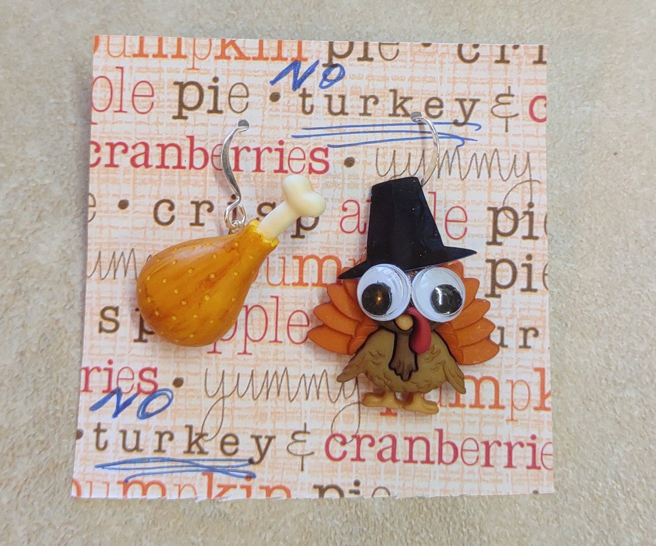 turkey earrings, thanksgiving earrings, fall earrings, funny earrings, turkey drumstick, thanksgiving turkey, turkey gifts, turkey costume