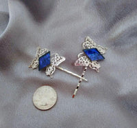 Thumbnail for Silver filigree butterfly bobby pins with Van Gogh stained glass, gift for wife, daughter, sister, bestie, secret sister, handmade in USA