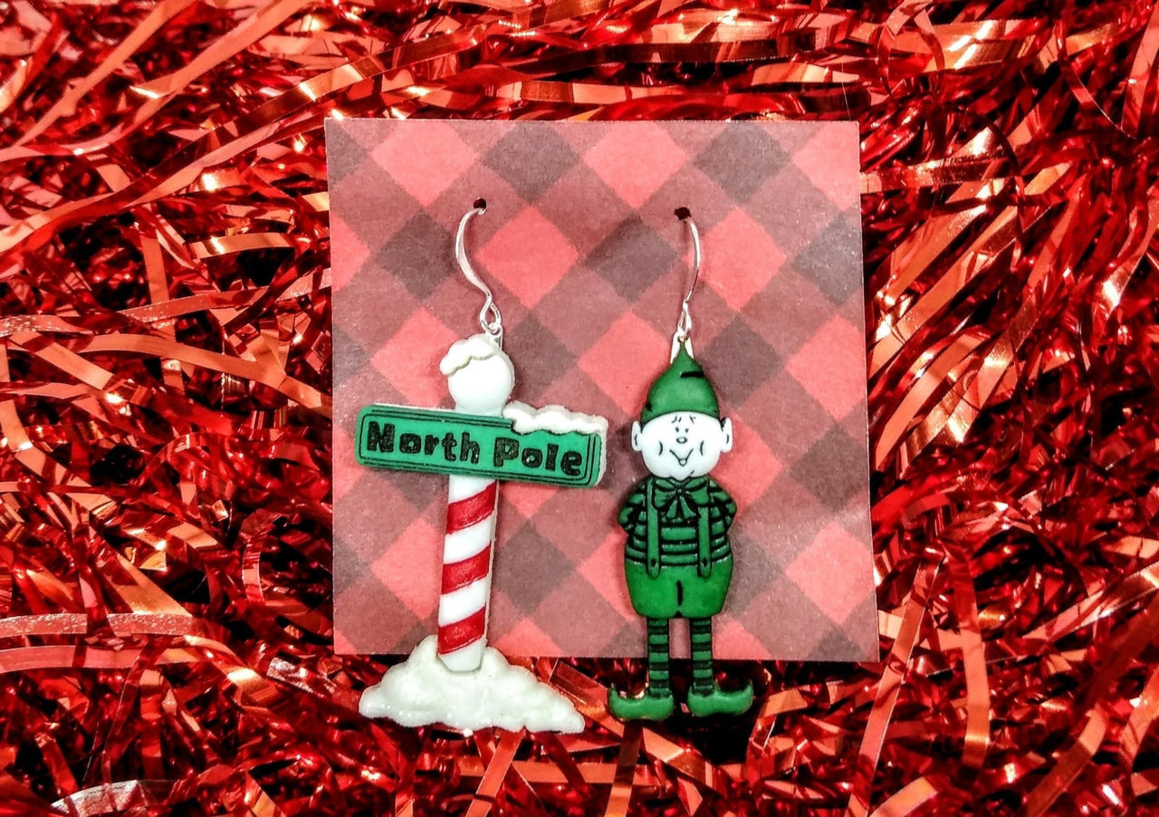 Christmas elf and north pole earrings