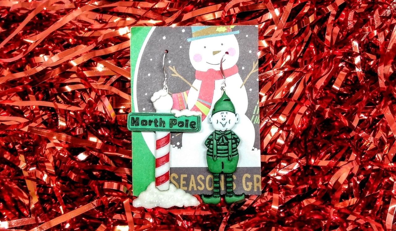 Christmas elf and north pole earrings