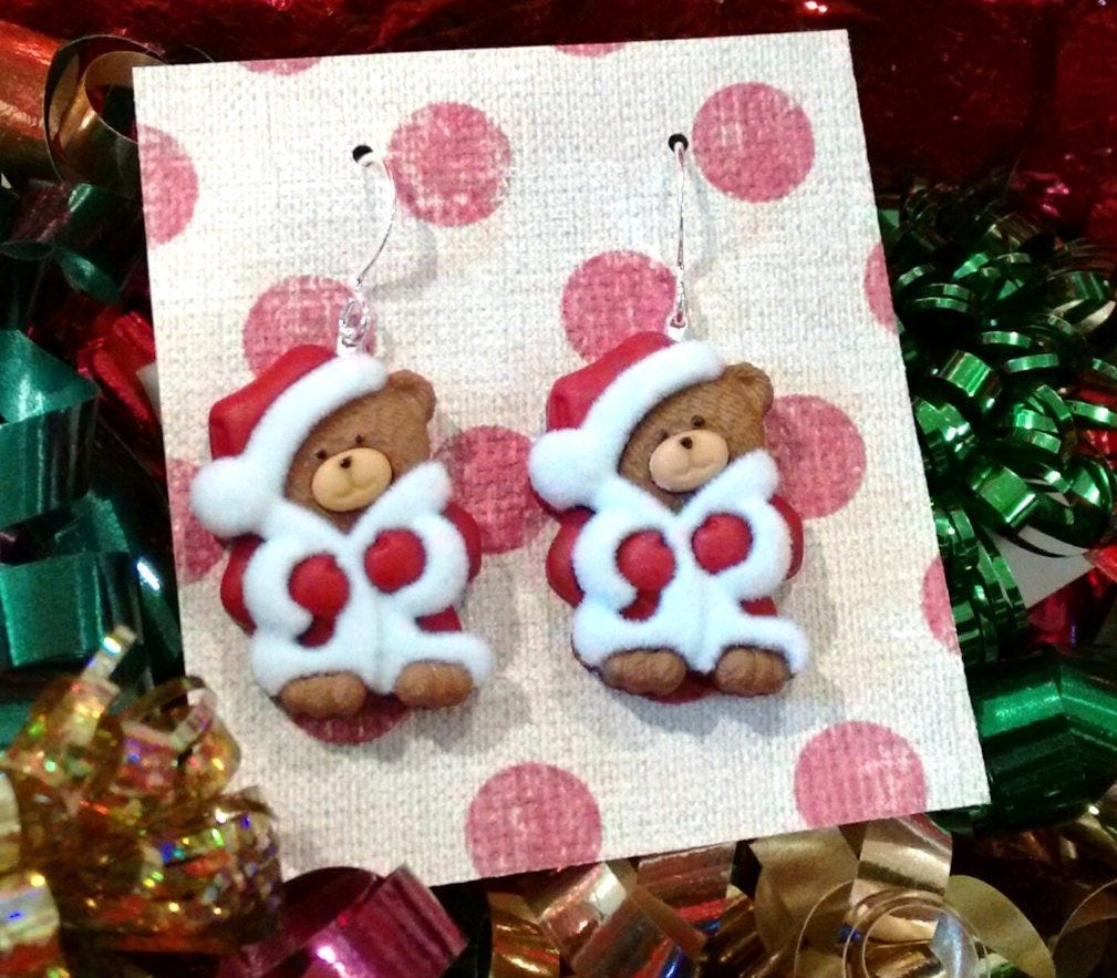 Christmas Santa bear earrings