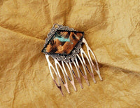Thumbnail for Decorative silver hair comb with Van Gogh stained glass