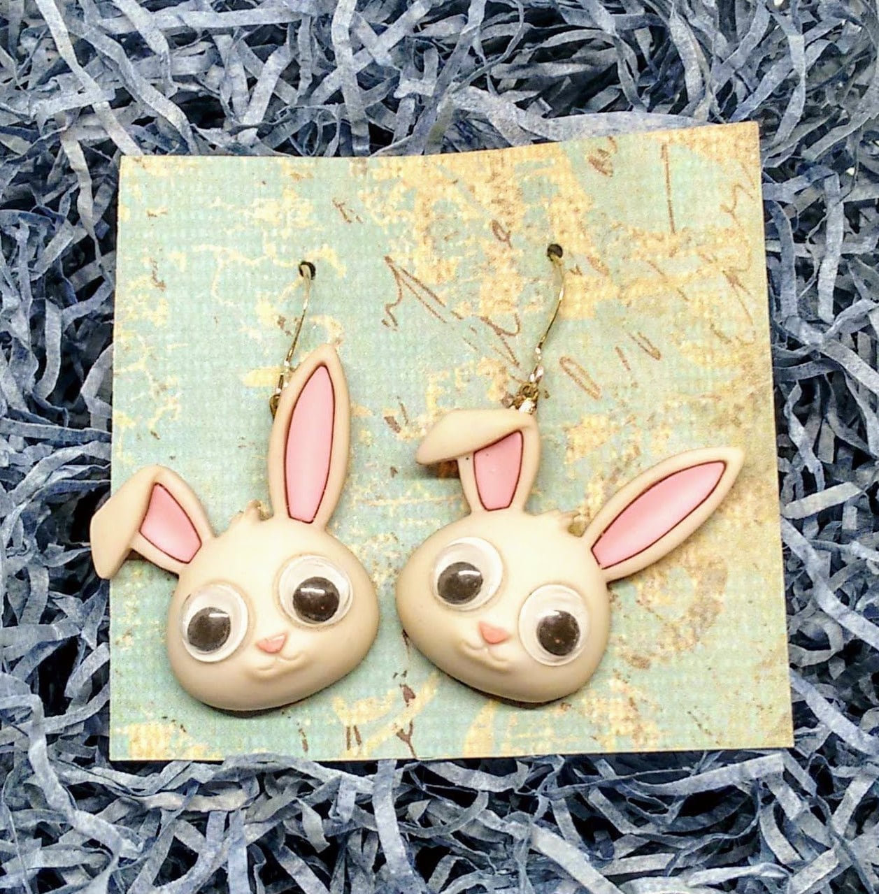 Googly eyed Easter bunny earrings
