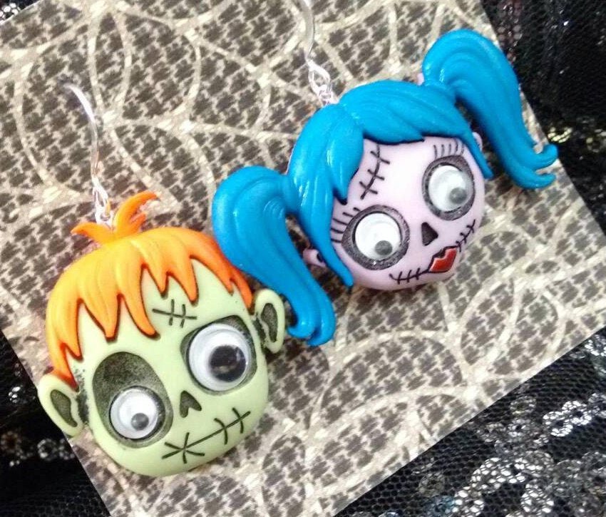 Halloween zombie earrings