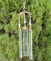 Thumbnail for Handcrafted art deco style stained glass wind chimes garden ornament