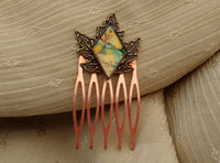 Thumbnail for Handcrafted copper leaf Van Gogh stained glass hair comb