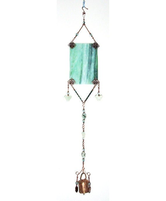 Handcrafted green butterfly wind chime garden bell ornament
