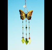 Thumbnail for Handcrafted green butterfly wind chimes garden ornament