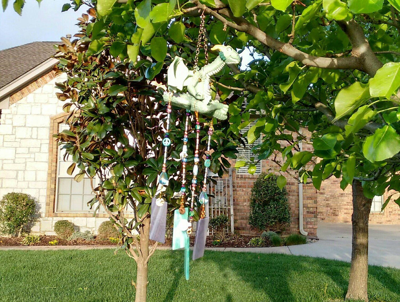 Handcrafted peace dragon wind chime garden ornament