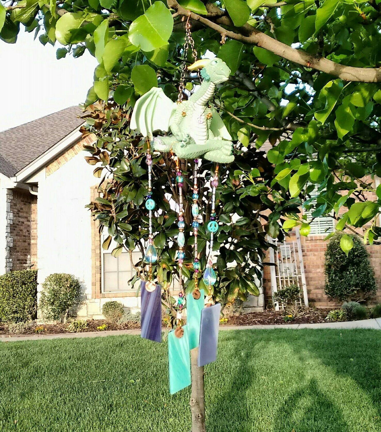 Handcrafted peace dragon wind chime garden ornament