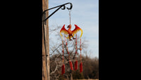 Thumbnail for Handcrafted phoenix stained glass wind chime garden ornament