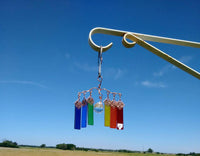 Thumbnail for Handcrafted rainbow stained glass wind chime garden ornament suncatcher