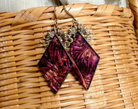 Thumbnail for Handcrafted red and copper Van Gogh stained glass earrings
