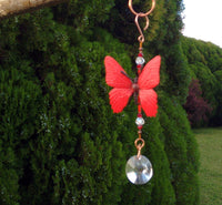 Thumbnail for Handcrafted red butterfly sun catcher garden ornament