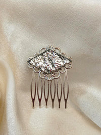 Thumbnail for Handcrafted silver granite mirror glass hair comb