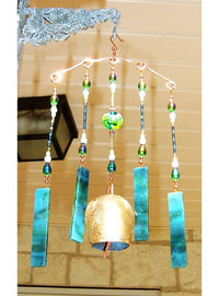 Thumbnail for Handcrafted stained glass wind chime garden ornament