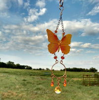 Thumbnail for Handcrafted yellow butterfly sun catcher garden ornament