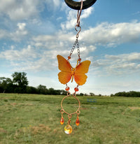 Thumbnail for Handcrafted yellow butterfly sun catcher garden ornament