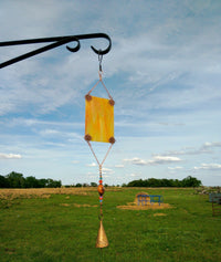 Thumbnail for Handcrafted yellow stained glass wind chimes garden ornament
