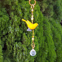 Thumbnail for Handcrafted yellow warbler songbird sun catcher garden ornament