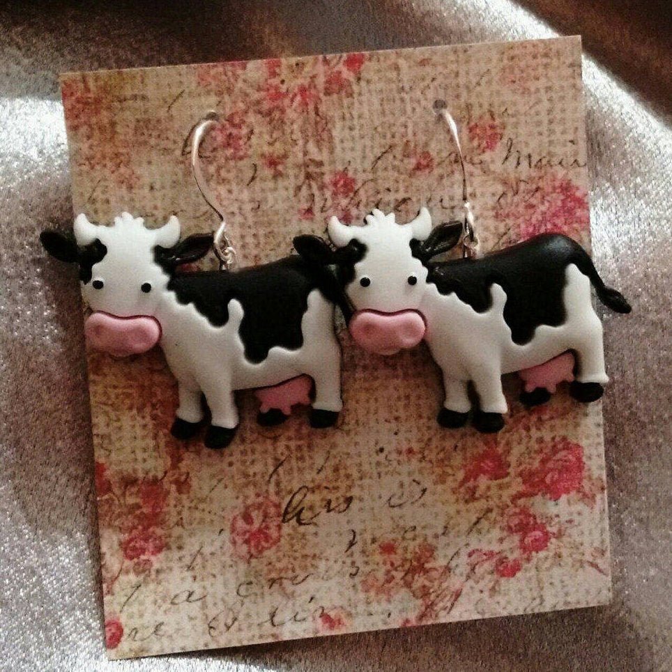 Holstein cow earrings