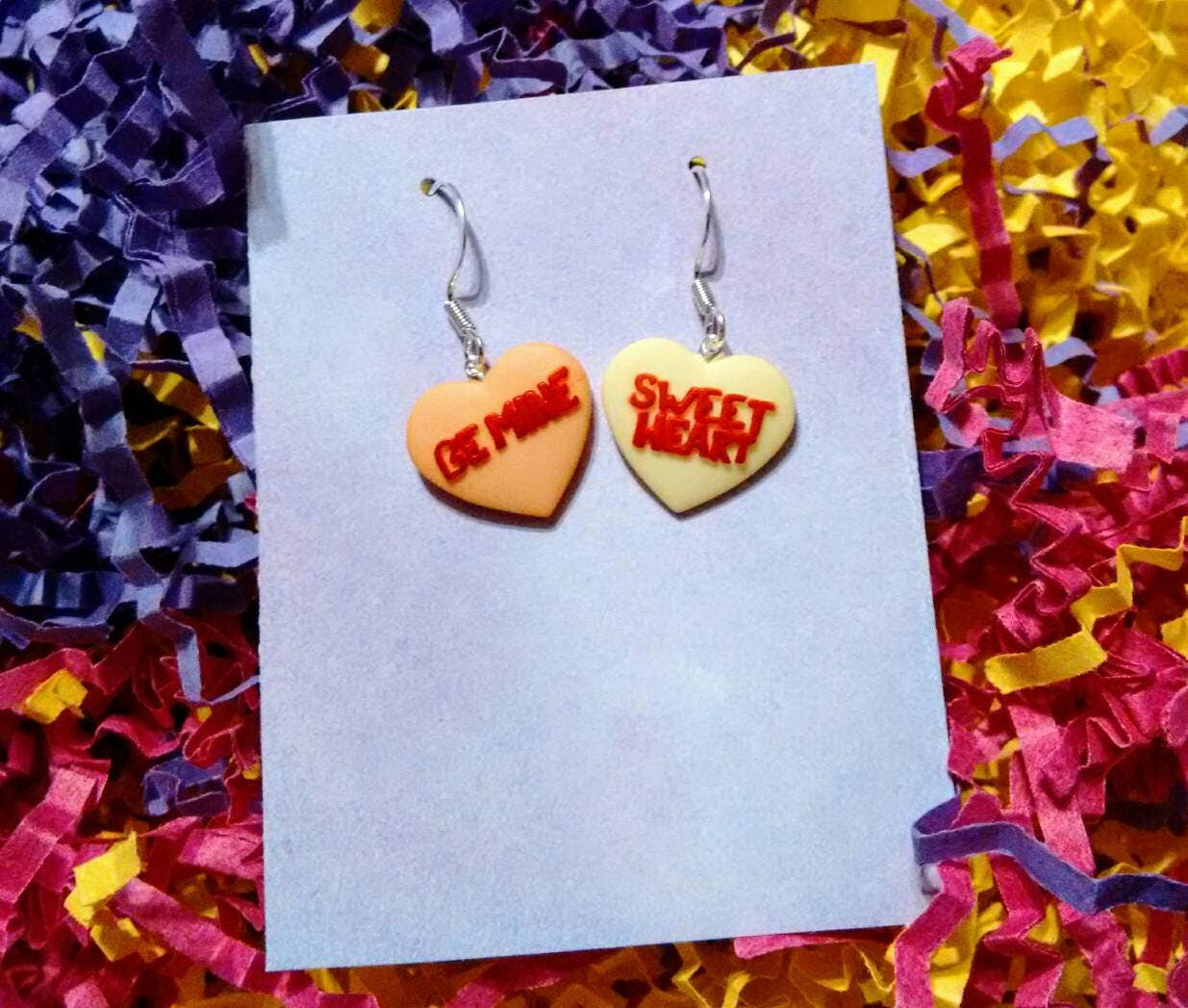 Valentines earrings, valentines day gift, valentines jewelry, valentines day, gift for girlfriend, candy earrings, heart earrings, fun gifts