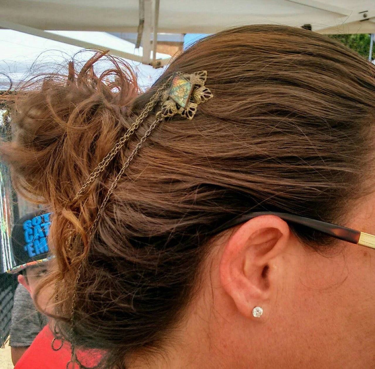 Hair jewelry hair pins hair accessories snoods crowns hair decorations hair net with Van Gogh stained glass Bobby pins brockus creations