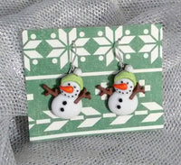 Thumbnail for snowman with scarf earrings snowman jewelry snowmen Christmas earrings snowman earrings holiday earrings gifts for her gifts under 10 winter