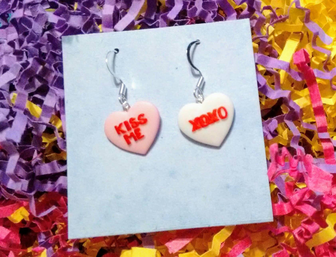Valentines day candy heart earrings