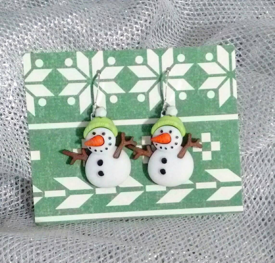 snowman with scarf earrings snowman jewelry snowmen Christmas earrings snowman earrings holiday earrings gifts for her gifts under 10 winter
