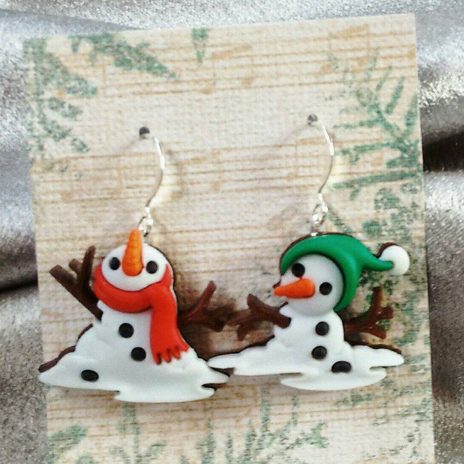 Snowman earrings, Christmas earrings, winter earrings, snowman jewelry, snowman gifts, gifts under 10, Christmas gifts, stocking stuffers