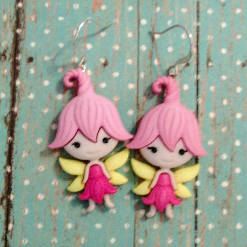 fairy earrings, fairy jewelry, fairy gifts, flower earrings, inexpensive earrings, gifts under 10, gifts for her, inexpensive gifts, fairies