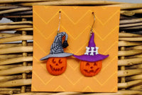 Thumbnail for pumpkin earrings, jackolantern earrings, pumpkin jewelry, teacher earrings, pumpkin gifts, fall pumpkins, gifts under 25, cute earrings