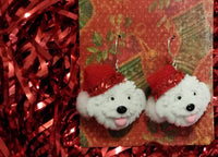 Thumbnail for santa clause earrings, santa dogs, Christmas earrings, Christmas dogs, Santa earrings, cute earrings, gift exchange gifts, stocking stuffers