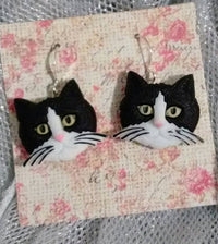 Thumbnail for Cat earrings, cat gifts, cat accessories, kitten earrings, fur babies, pet lover gift, gifts under 25, animal earrings, gifts for her