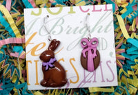 Thumbnail for easter earrings, easter bunnies, chocolate bunny, easter jewelry, rabbit gifts, rabbit earrings, gift for her, gifts under 10, easter gift