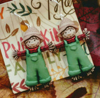 Thumbnail for scarecrow earrings, thanksgiving earrings, fall earrings, holiday earrings, fall jewelry, scarecrows, Autumn jewelry, fall gifts under 10