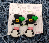 Thumbnail for st patricks earrings, cow earrings, st patricks gift, funny earrings, st patricks day, gift for mom, gift for wife, secret pal gift