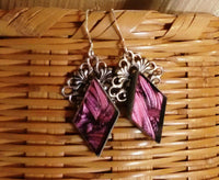 Thumbnail for Purple mauve Van Gogh stained glass earrings