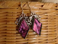 Thumbnail for Purple mauve Van Gogh stained glass earrings