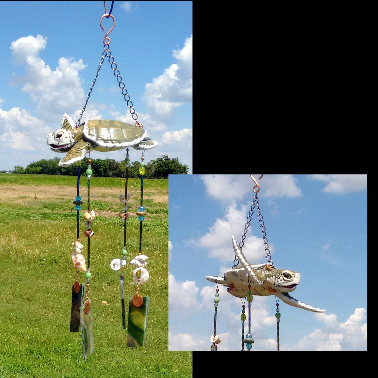 Sea turtle stained glass wind chimes