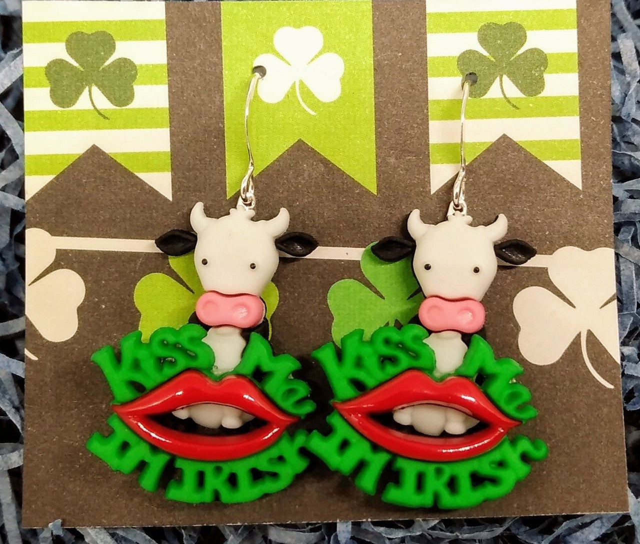 St. Patricks cow earrings