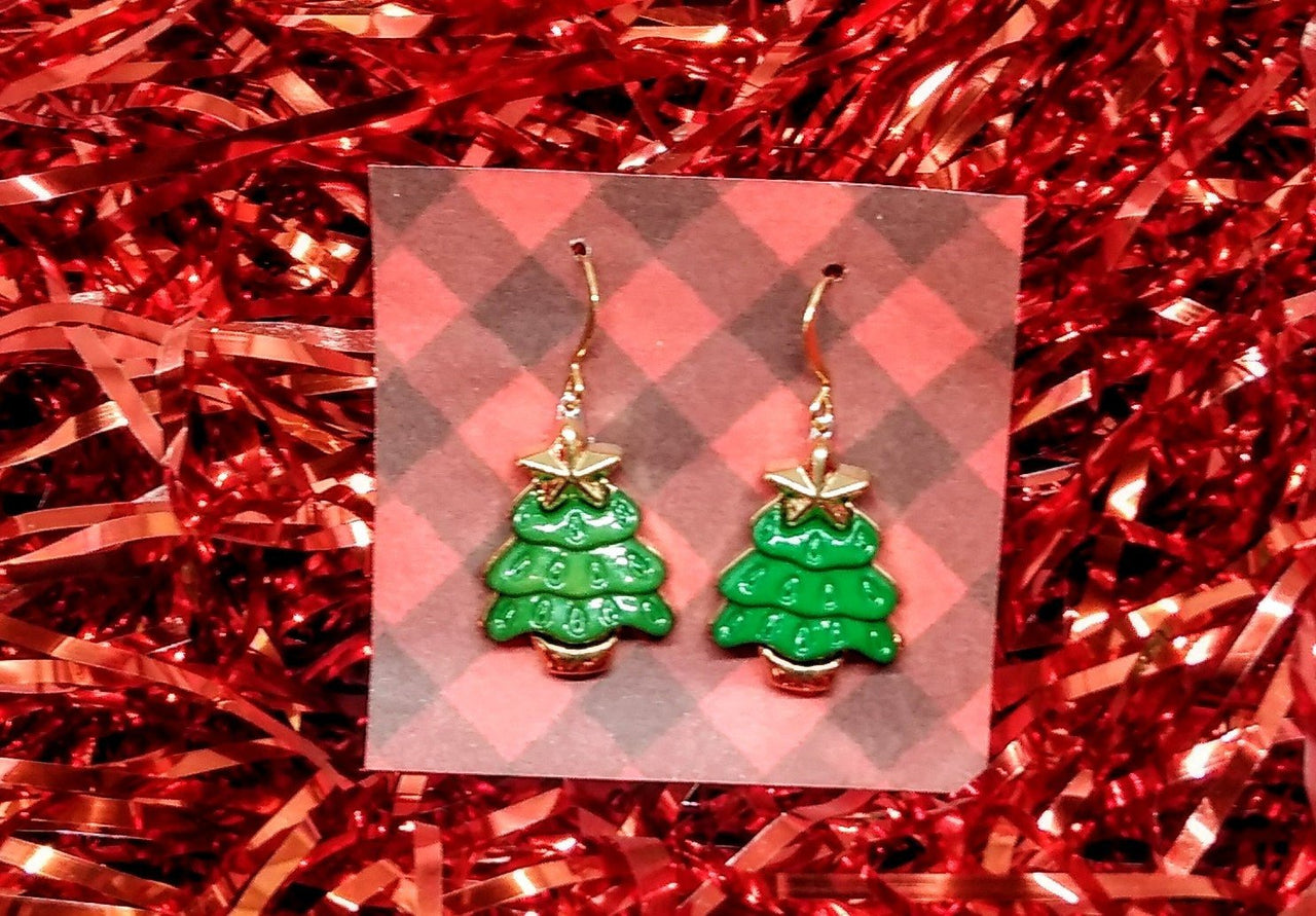 Tiny Christmas tree earrings
