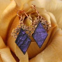 Thumbnail for Violet Van Gogh stained glass earrings