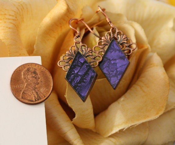 Violet Van Gogh stained glass earrings