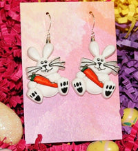 Thumbnail for White funny bunny earrings